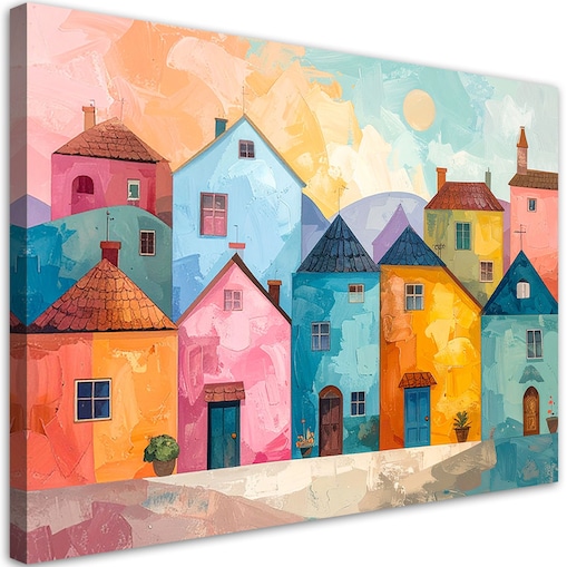 Obraz do pokoju dziecka nastolatka salonu, Abstrakcyjne kolorowe miasto 120x80 cm