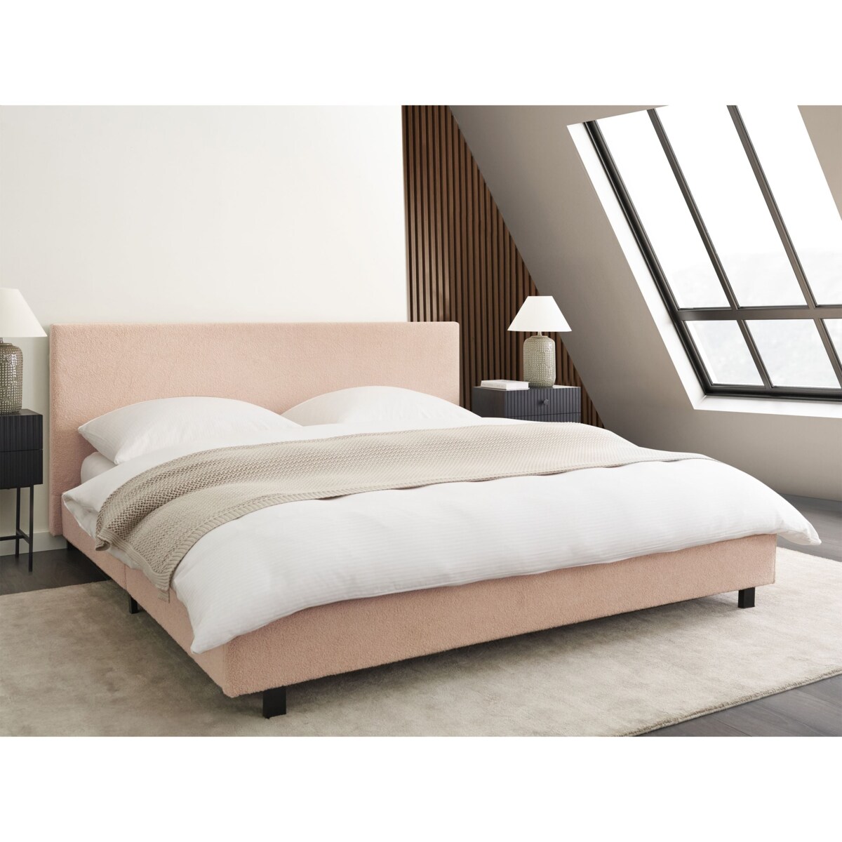 Łóżko wodne Boucle ALBI 180 x 200 cm Beżowy