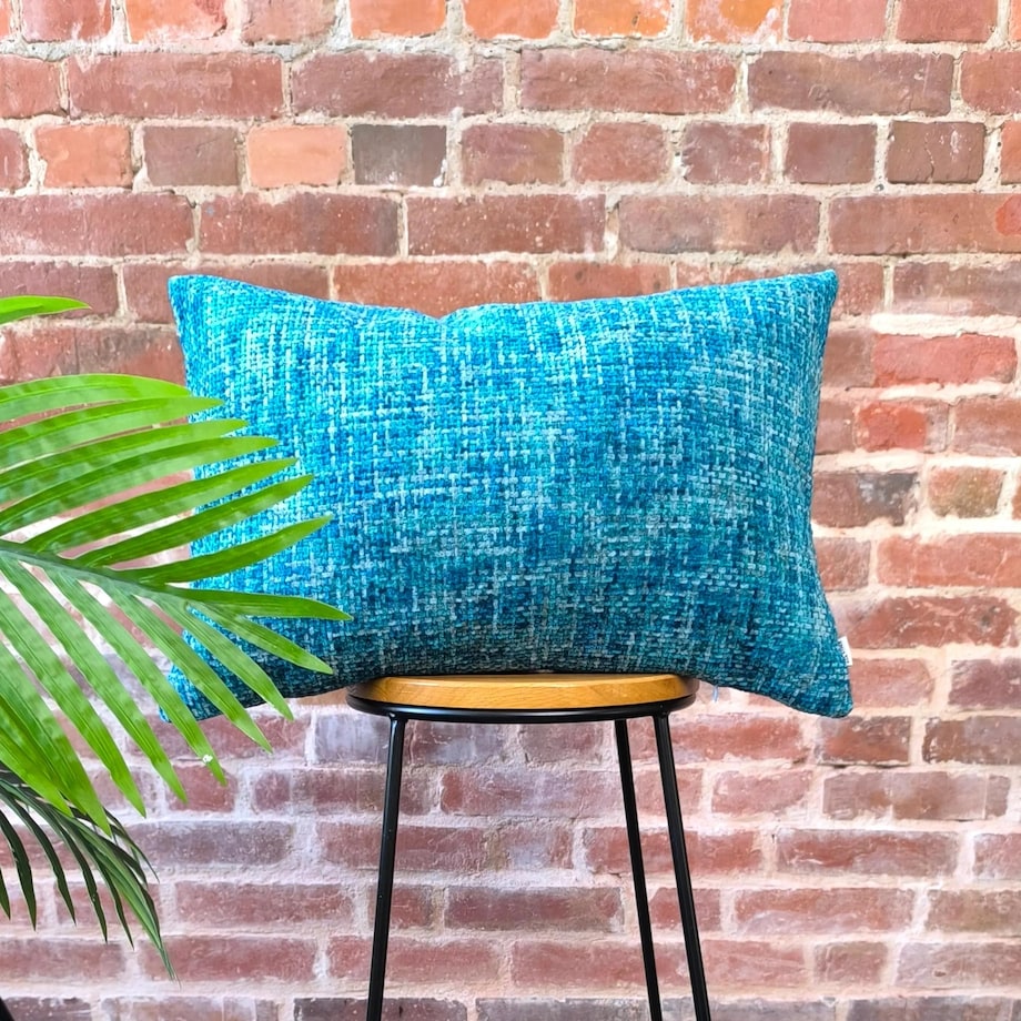 Niebieska - turkusowa poduszka dekoracyjna 60x40 Stella - melanż