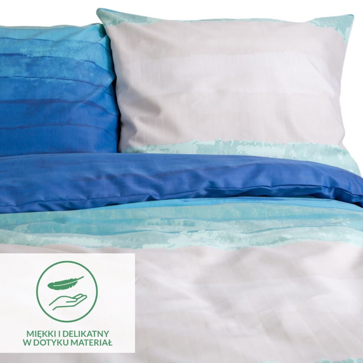 Pościel satyna bawełniana 200x220 Exclusive Karibic niebiesko-białe pasy