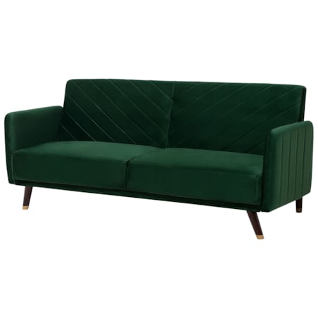 Sofa rozkładana welurowa zielona SENJA