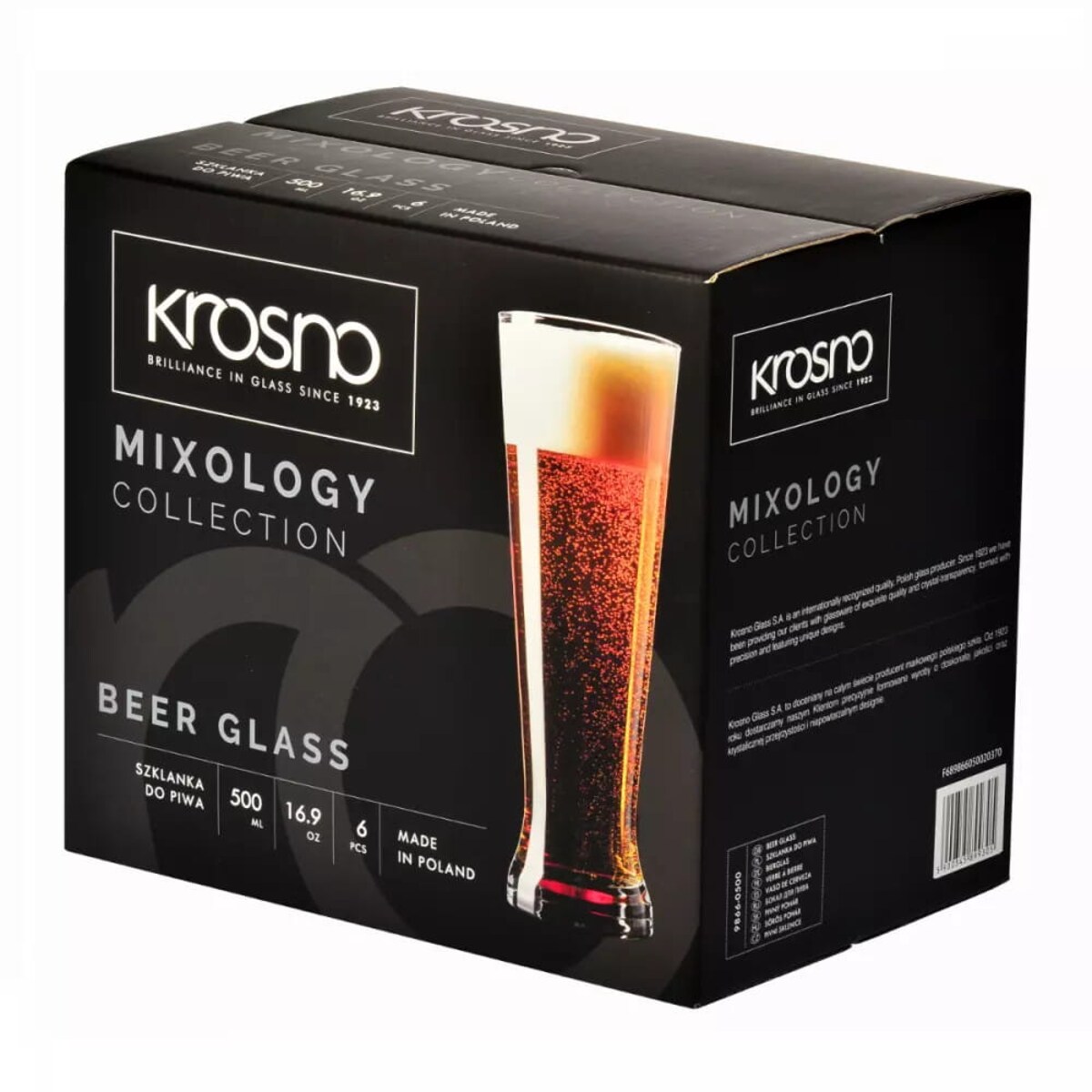 Szklanki Kufle do Piwa Pilsner Pszneicznego mixology Krosno 6 x 500 ml Zestaw