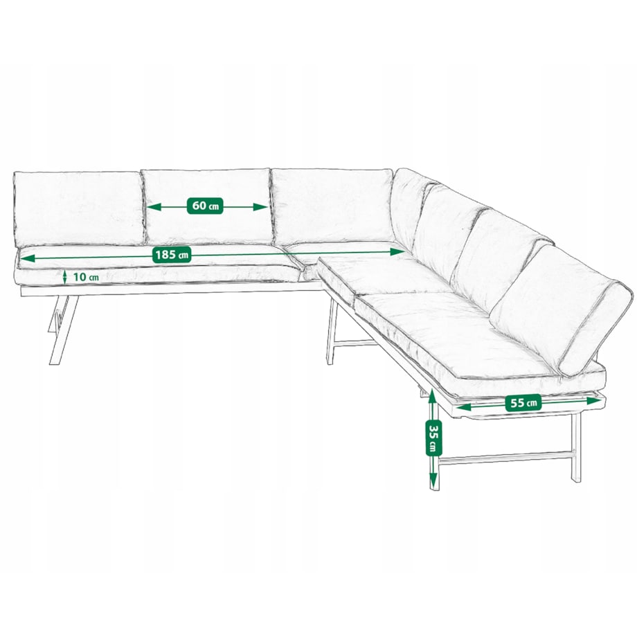 ZESTAW MEBLI OGRODOWYCH narożnik sofa stolik komplet NA OGRÓD TARAS leżanka