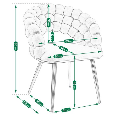 Krzesło welur tapicerowane BELLA nowoczesne beżowe