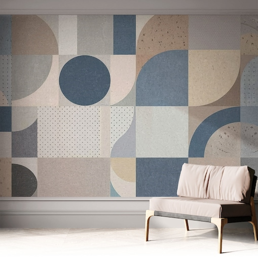 Fototapeta samoprzylepna 312x219 cm - Geometryczna mozaika, tapeta ścienna szara