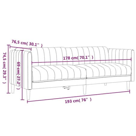 vidaXL Sofa 3-osobowa, ciemnozielona, tapicerowana tkaniną