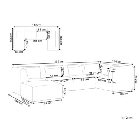 Narożnik modułowy 5-osobowy z otomaną sztruksowy lewostronny beżowy LEMVIG