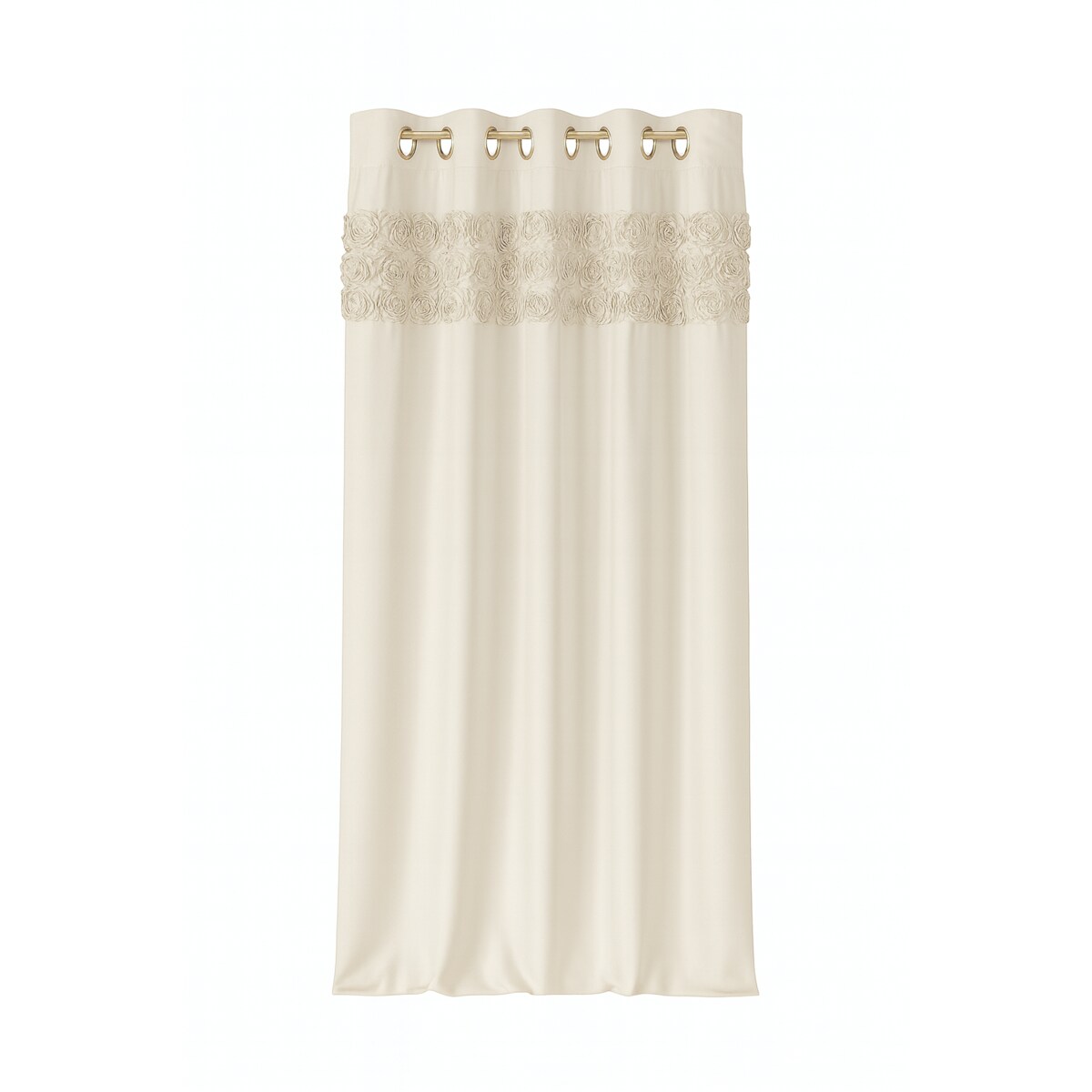 Zasłona welurowa "royal roses" z wyszywanymi różami 140x250 cm przelotka | jasny beż