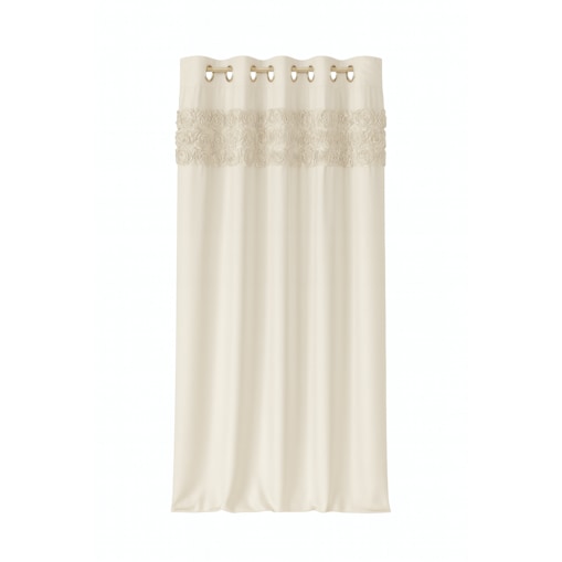 Zasłona welurowa "royal roses" z wyszywanymi różami 140x250 cm przelotka | jasny beż
