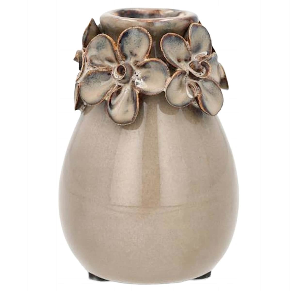 MAŁY WAZONIK WAZON 10cm NA GAŁĄZKĘ KWIATY CERAMICZNY BOHO LOFT BEŻOWY