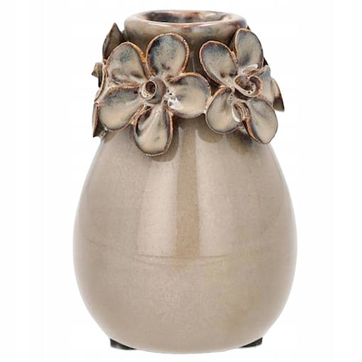 MAŁY WAZONIK WAZON 10cm NA GAŁĄZKĘ KWIATY CERAMICZNY BOHO LOFT BEŻOWY