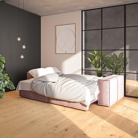 Melow 3-osobowa rozkładana sofa - różowa