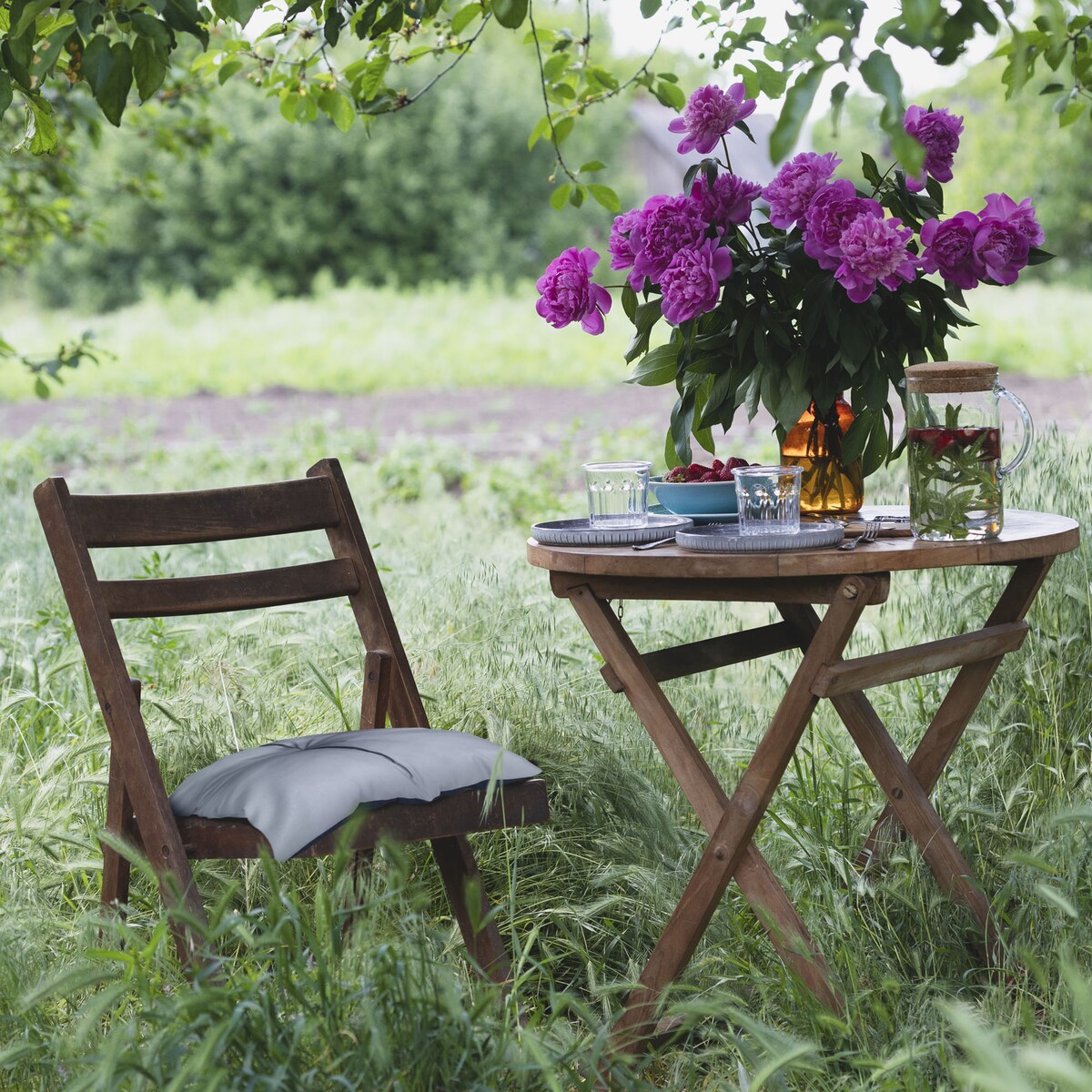 Poduszka Ogrodowa Na Krzesło Fotel Zestaw 4 Szt. 40X40 Cm Wodoodporna Pikowana Wiązana