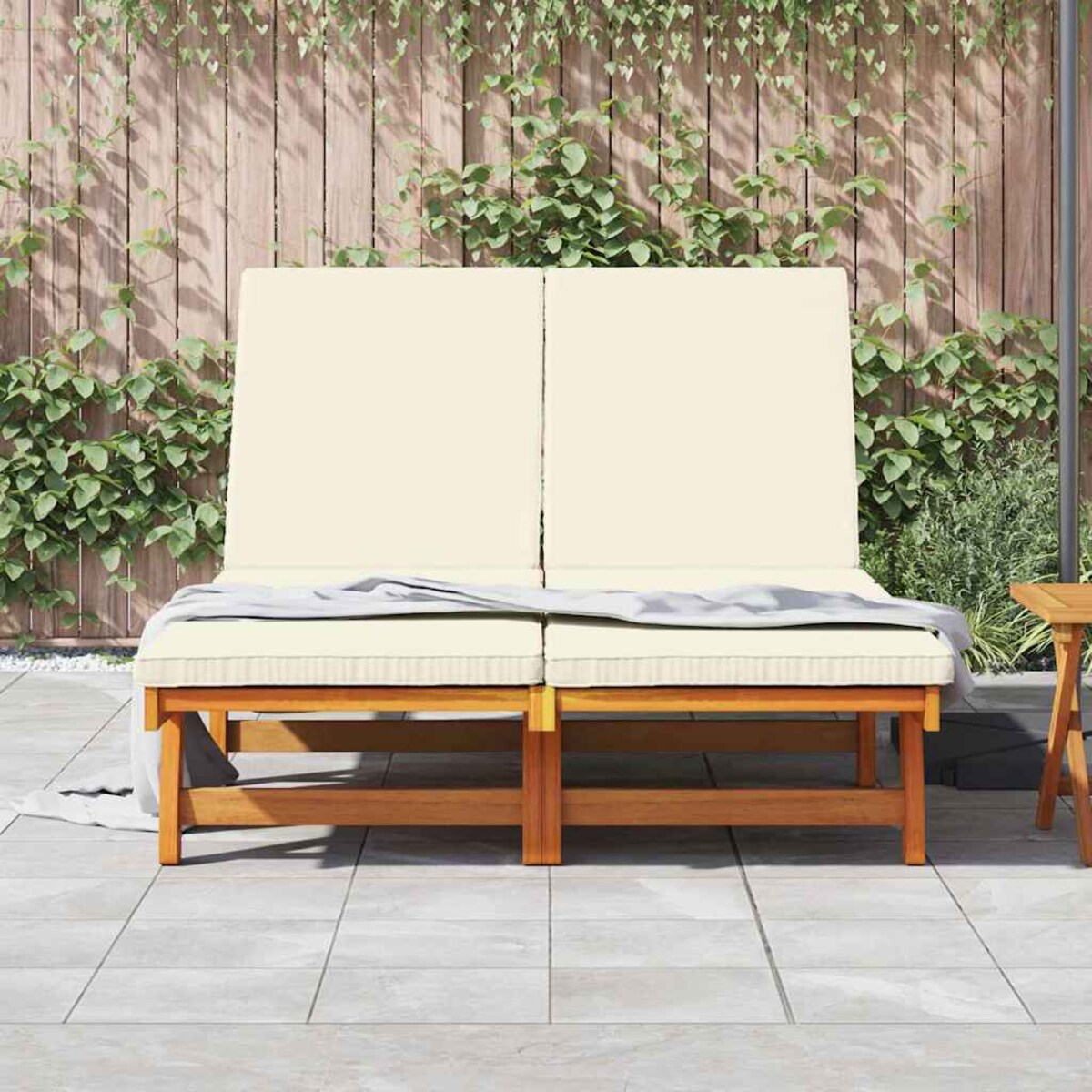 vidaXL Leżak z poduszką Brązowy 125 x 200 x 84cm Lite drewno akacjowe