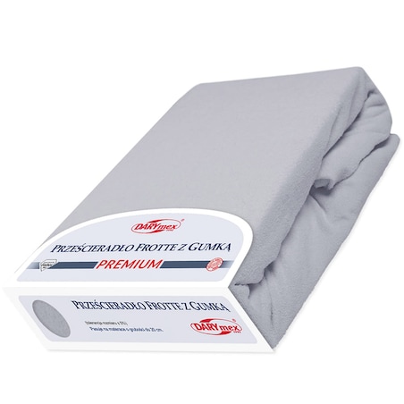 Prześcieradło z bawełny frotte z gumką 200x220 kolor popiel PREMIUM