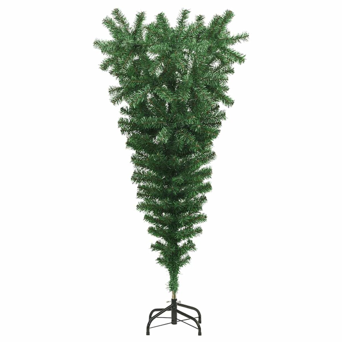 vidaXL Odwrócona, sztuczna choinka ze stojakiem, zielona, 120 cm