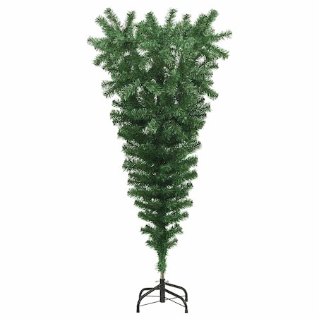 vidaXL Odwrócona, sztuczna choinka ze stojakiem, zielona, 120 cm