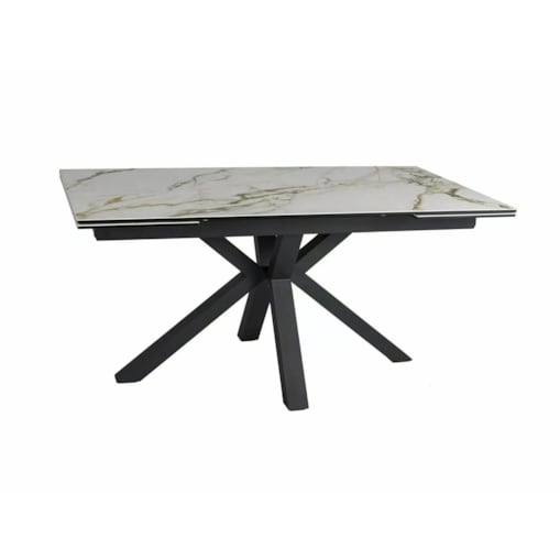 Stół rozkładany COLUMBUS CERAMIC 160(240)x90 biały/czarny mat