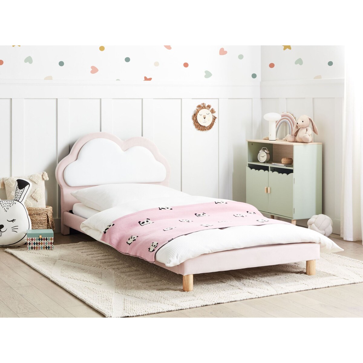 Łóżko Welur MAZOU 90 x 200 cm Różowy