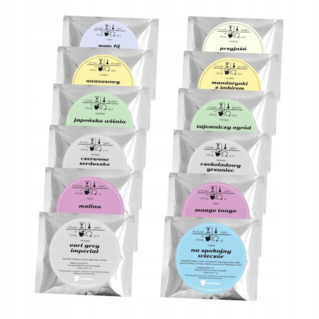 Herbaciany zestaw upominkowy 12 najlepszych smaków BESTSELLERY CUP&YOU - herbaty sypane liściaste na prezent upominek dla kobiety faceta mężczyzny