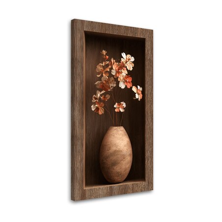 Obraz na ścianę do salonu, Kwiaty w brązowej drewnianej wnęce 60x120