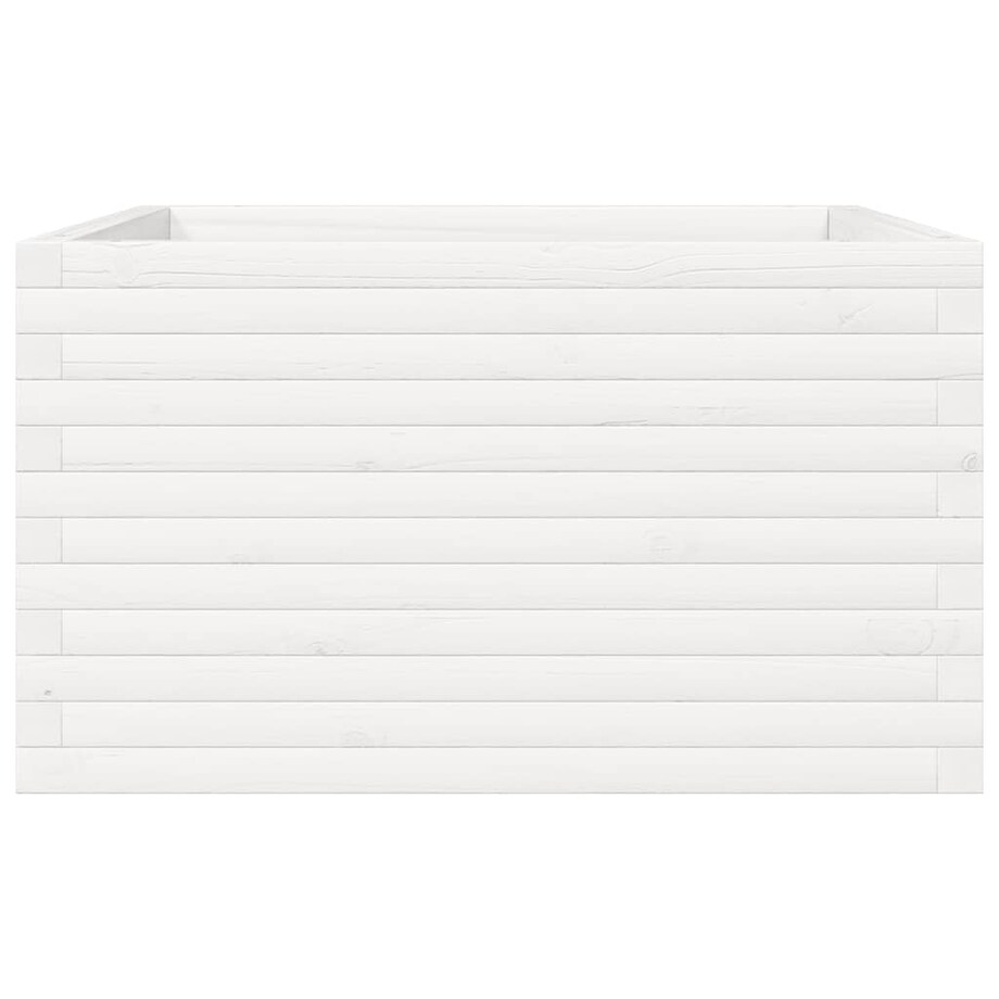 vidaXL Donica ogrodowa, biała, 80x80x45,5 cm, lite drewno sosnowe