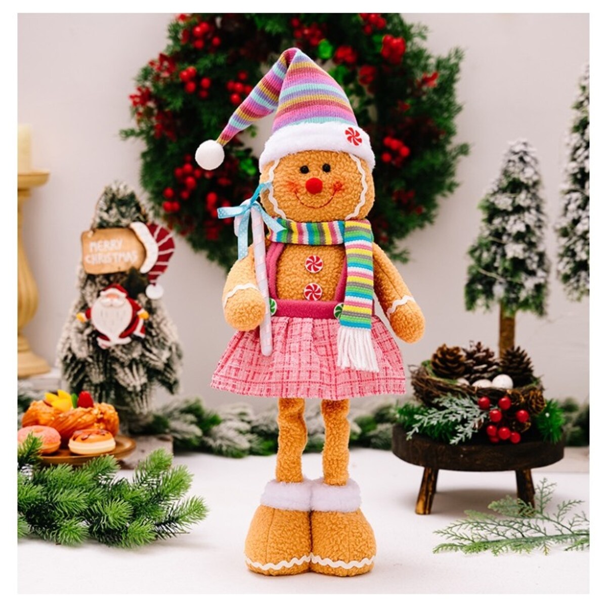 Figurka Pani Pierniczek teleskopowe nogi BOŻE NARODZENIE 52cm Z PLUSZU KSN168