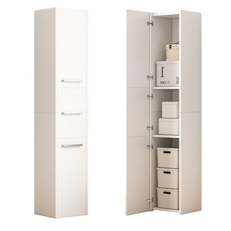 Regał Szafka Biała Nowoczesna Stojąca Słupek Wysoki Loft 3 Drzwi 170 Cm