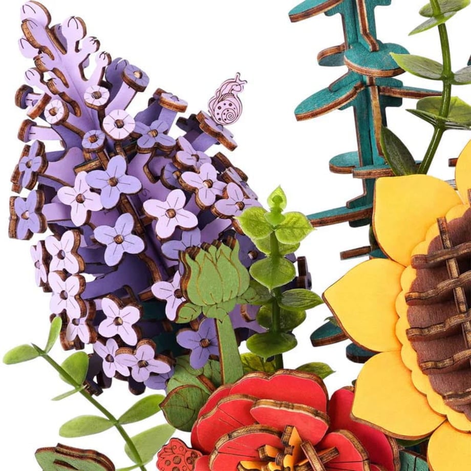 Wiosenny bukiet kwiatów w koszyku - flower box DIY - kwiaty Robotime