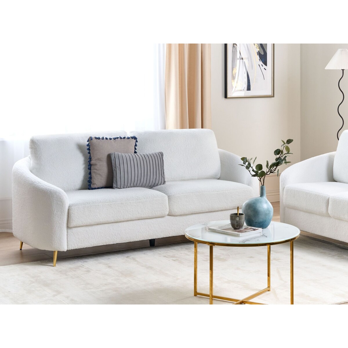 Sofa 3-osobowa boucle biała TROSA