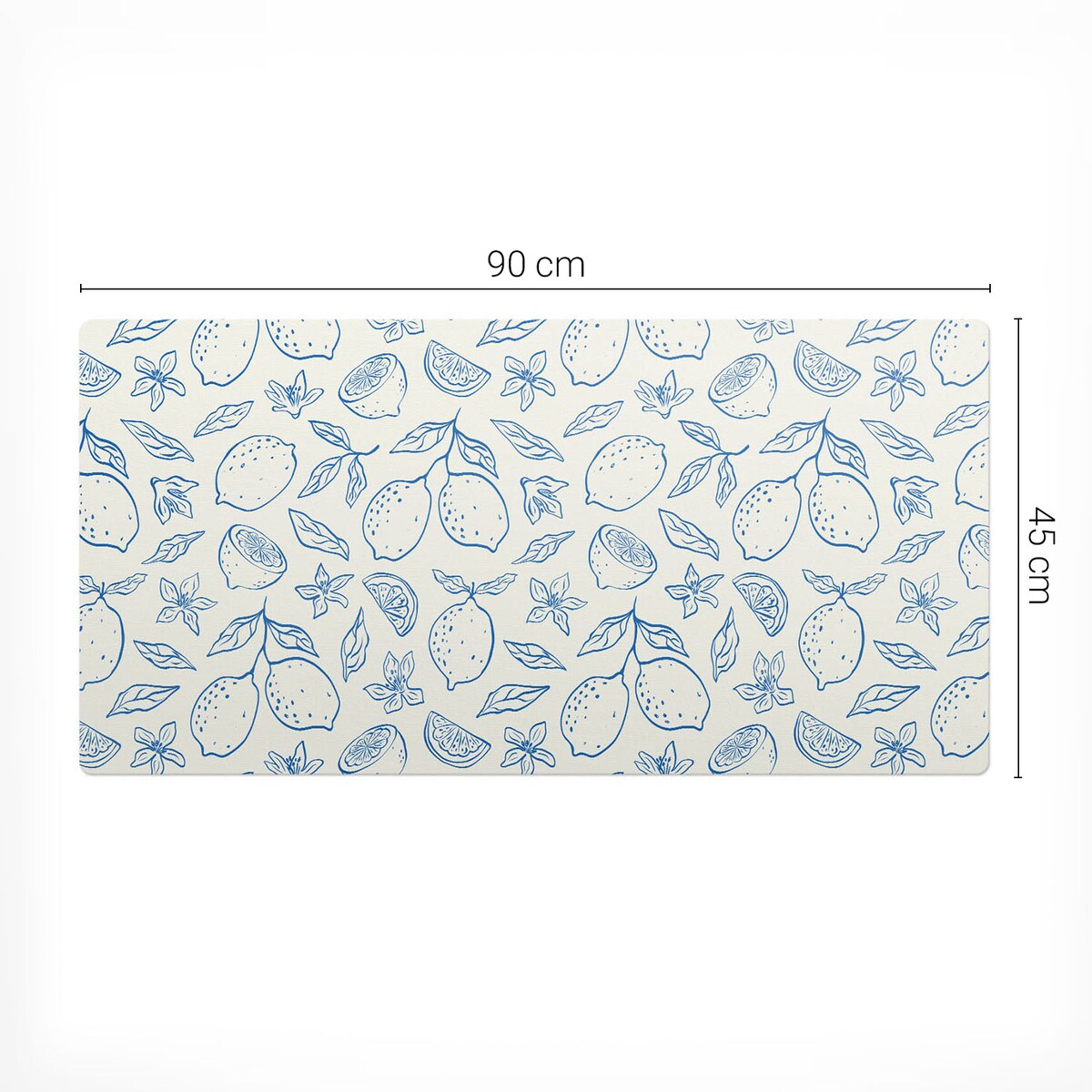 Niebieska mata na biurko Cytrynowy wzór retro, 90x45 cm