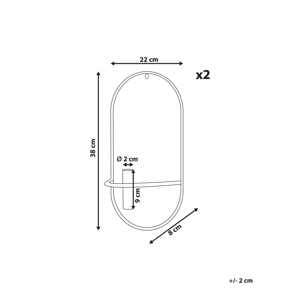 Zestaw 2 świeczników ściennych metalowy czarny CAVIANA
