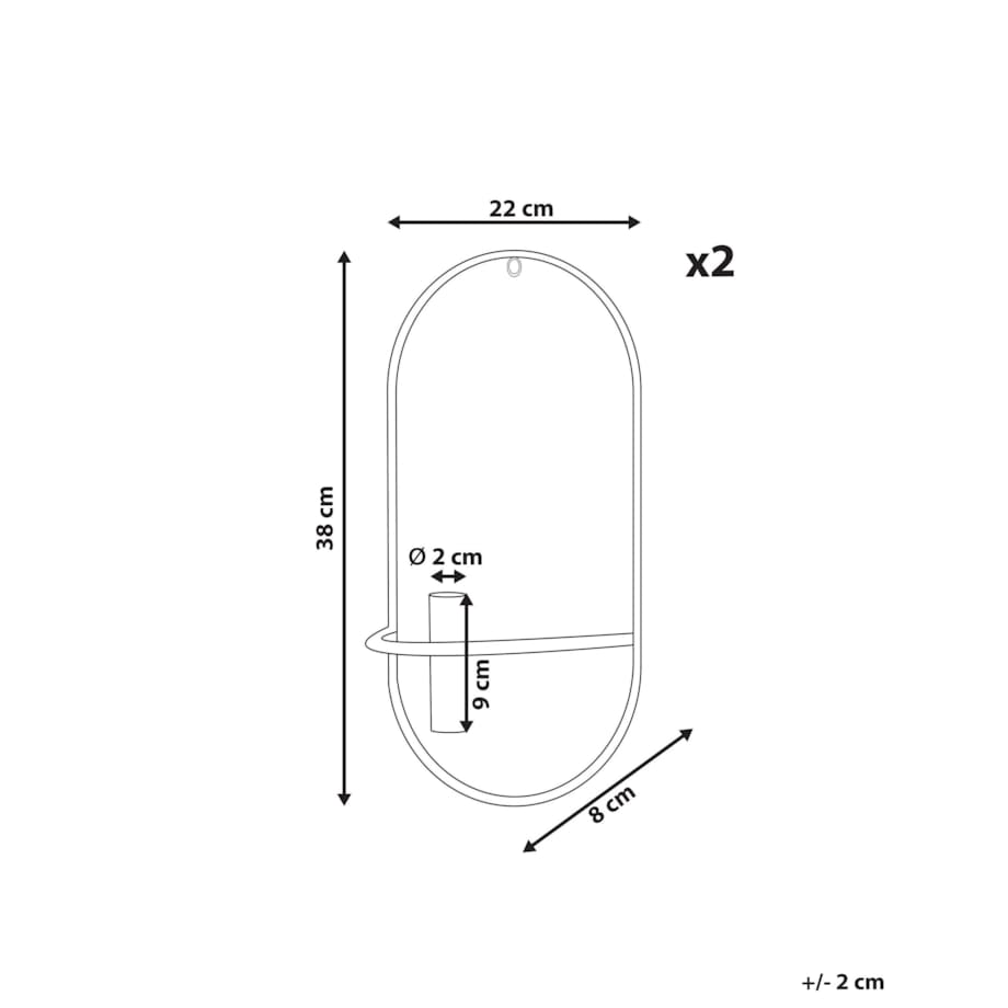Zestaw 2 świeczników ściennych metalowy czarny CAVIANA