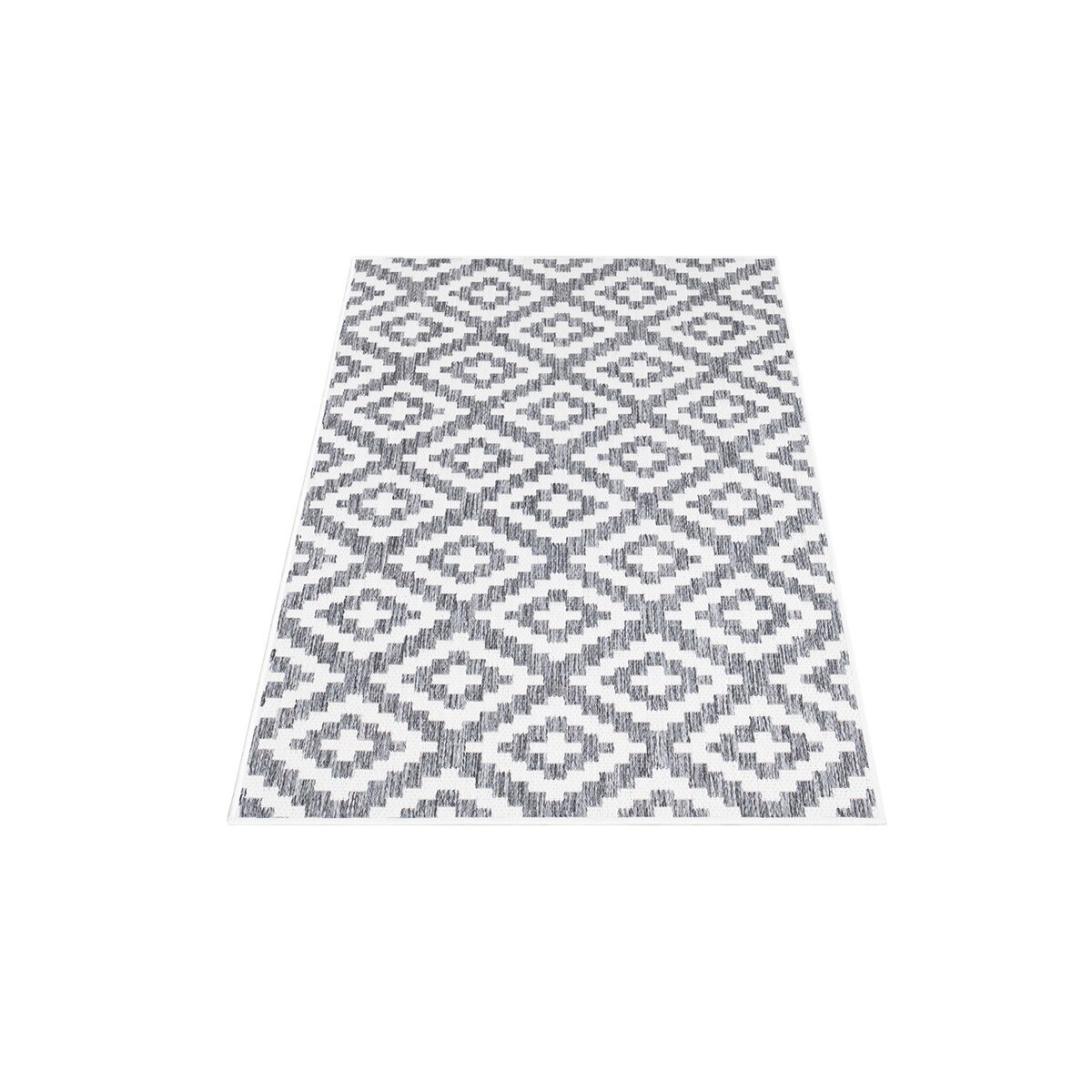 Dywan na zewnątrz i do wnętrz romby Sunny 4610 Szary Krem 80x250