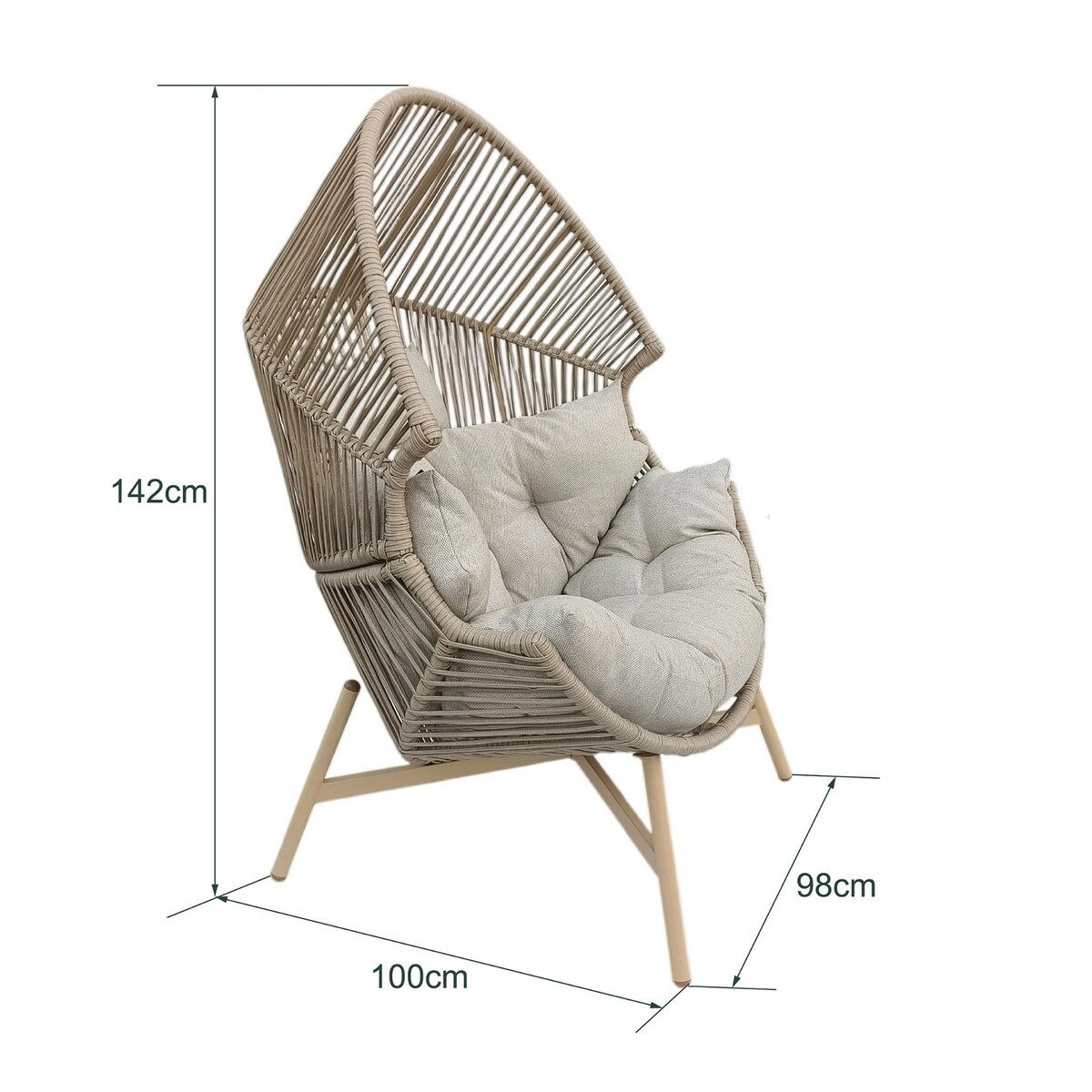 FOTEL OGRODOWY HOLAND KOKON BEŻOWY