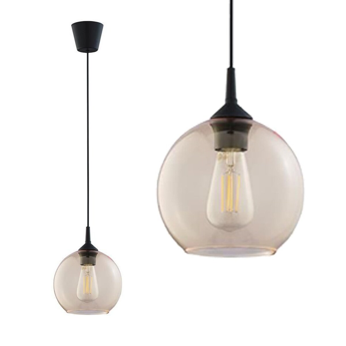 Lampa wisząca TK Lighting CUBUS 6082 czarno-bursztynowa E27 regulowana wysokość nowoczesna do salonu i kuchni