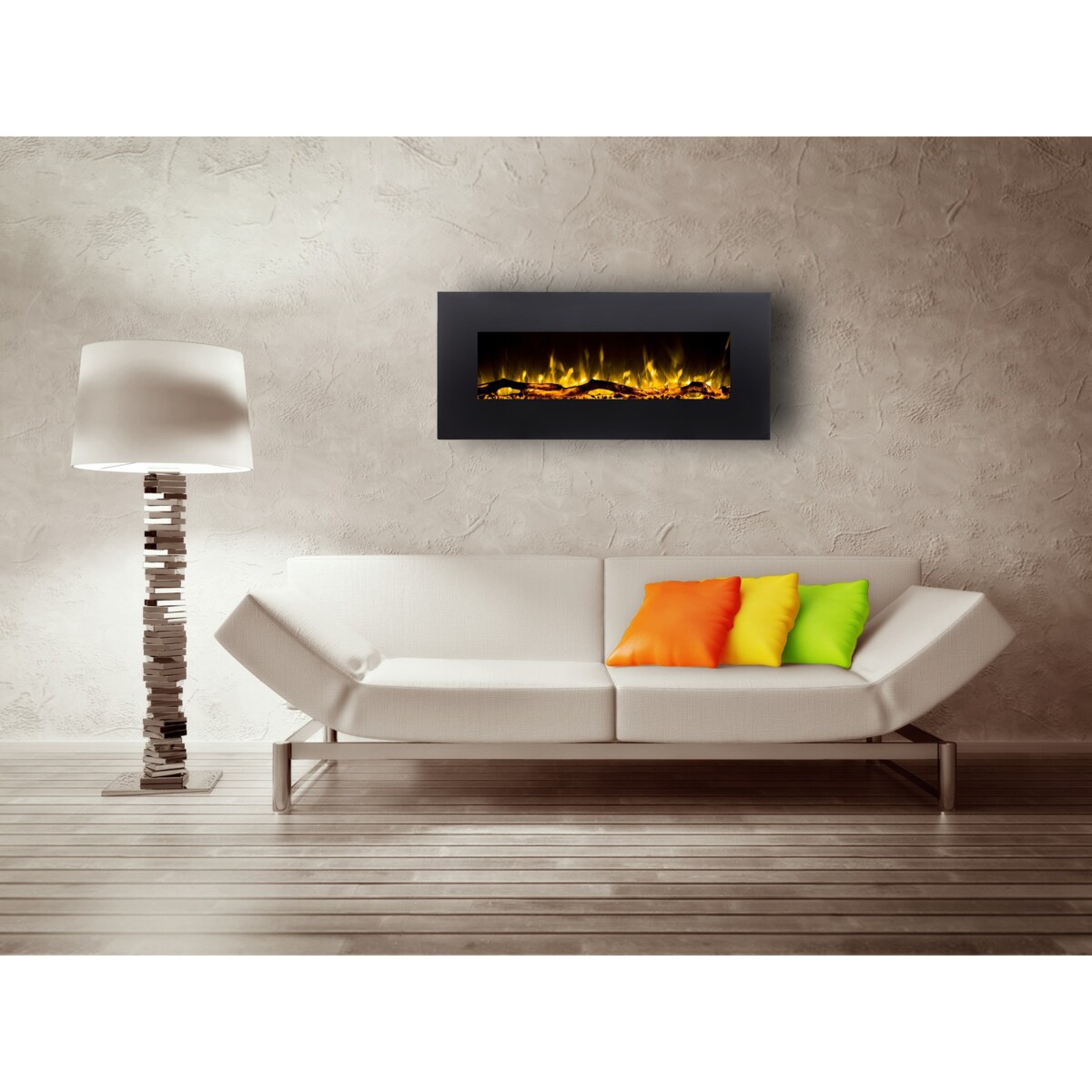 Kominek elektryczny AFLAMO Albion 42 - murale - 110x49x14 cm - kominek LED z funkcją grzania 750/1500 W