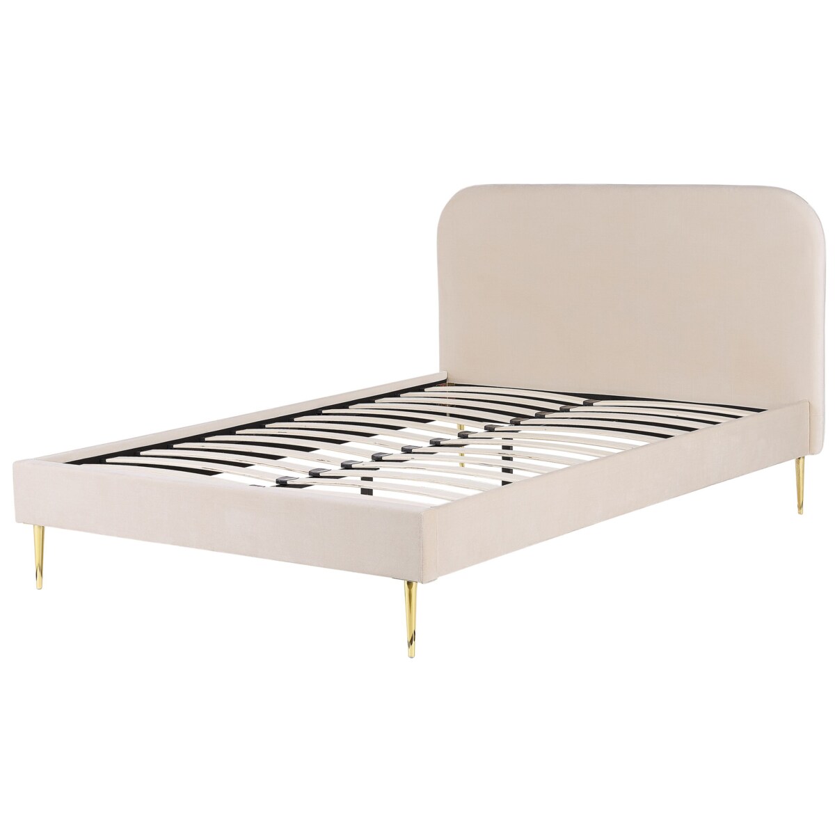 Łóżko welurowe 160 x 200 cm beżowe FLAYAT