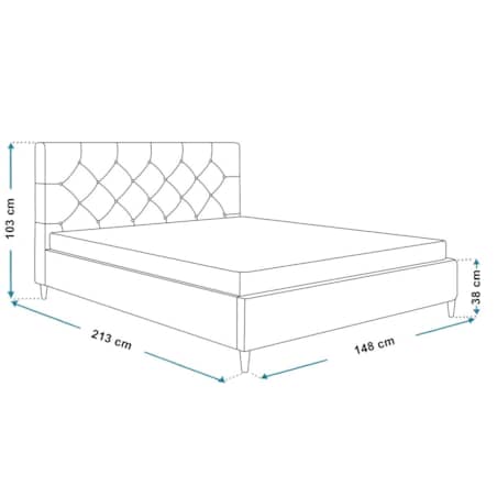 Łóżko tapicerowane 140x200 LUXO 6 na drewnianych nogach - granatowe