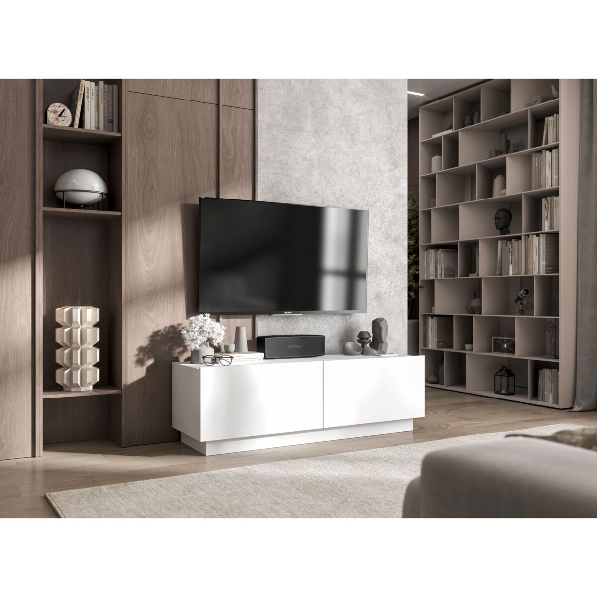 Szafka RTV Komoda Loft Industrialna stojąca / wisząca Biały MAT 120 cm