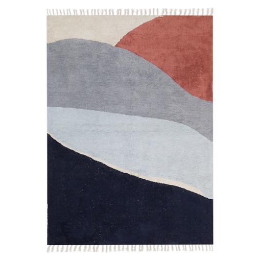 Dywan bawełniany 140 x 200 cm wielokolorowy z niebieskim XINALI