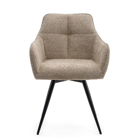 Krzesło tapicerowane obrotowe boucle do salonu QUATTRO beżowe