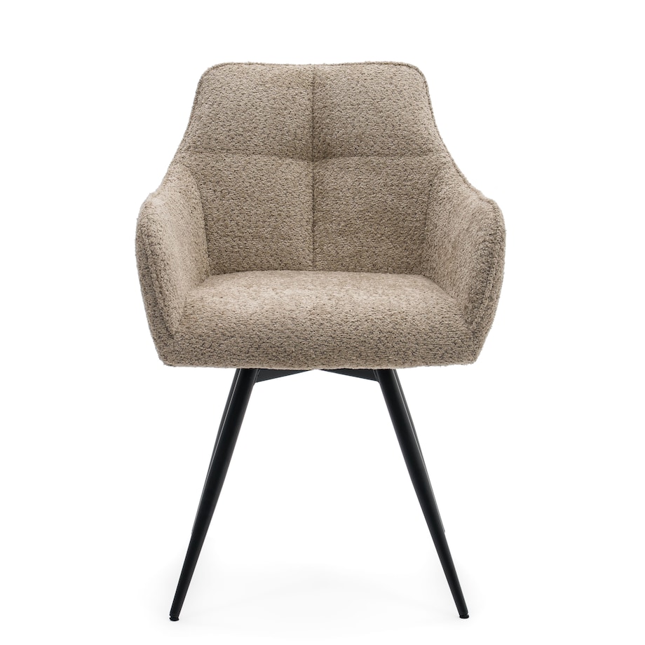 Krzesło tapicerowane obrotowe boucle do salonu QUATTRO beżowe