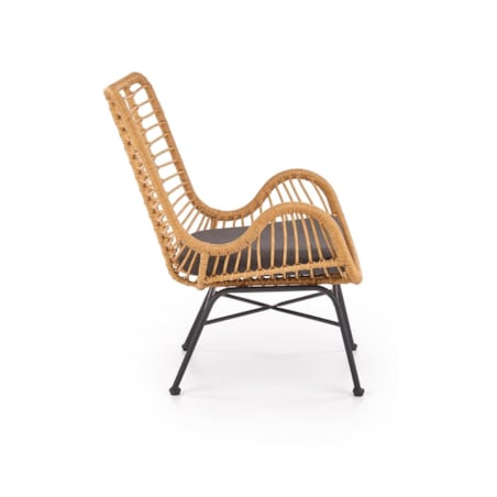 FOTEL RATTANOWY Edjora naturalny technorattan Z PODUSZKĄ