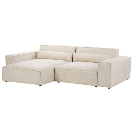 Narożnik modułowy 2-osobowy welurowy prawostronny z otomaną beżowy HELLNAR