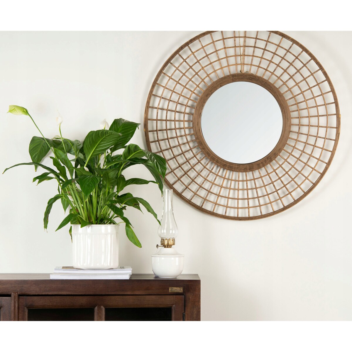 LUSTRO STYL BOHO bambusowe k. naturalny śr. 80cm