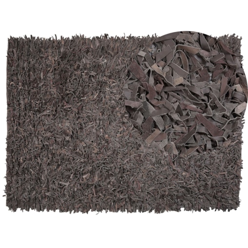 Dywan skórzany 160 x 230 cm brązowy MUT