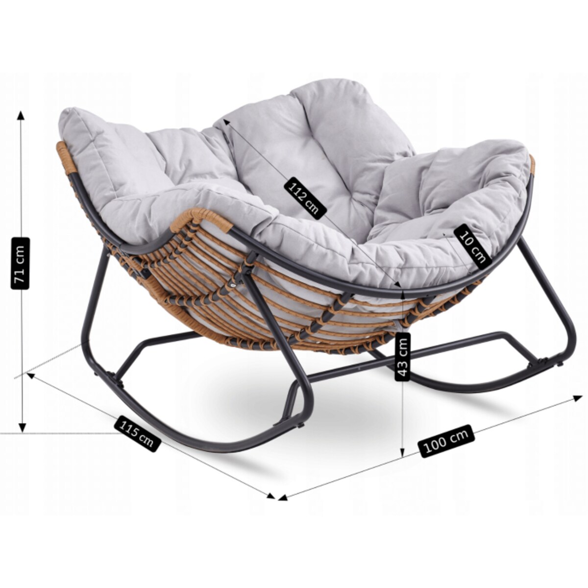Fotel Leżak Ogrodowy Bujany Bujak Leżanka Do Salonu Na Taras ELTON Szary