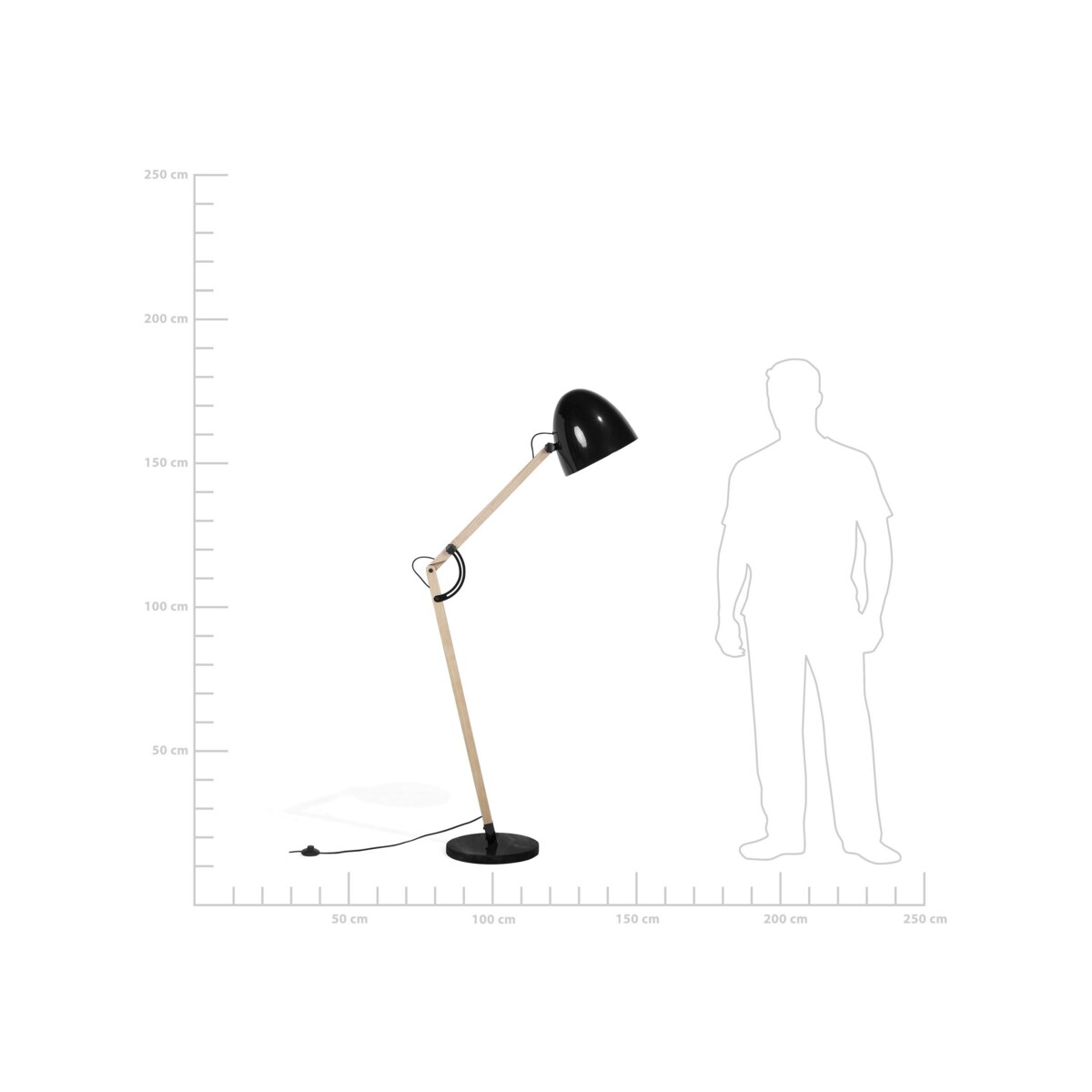 Lampa podłogowa regulowana drewniana czarna HETTON