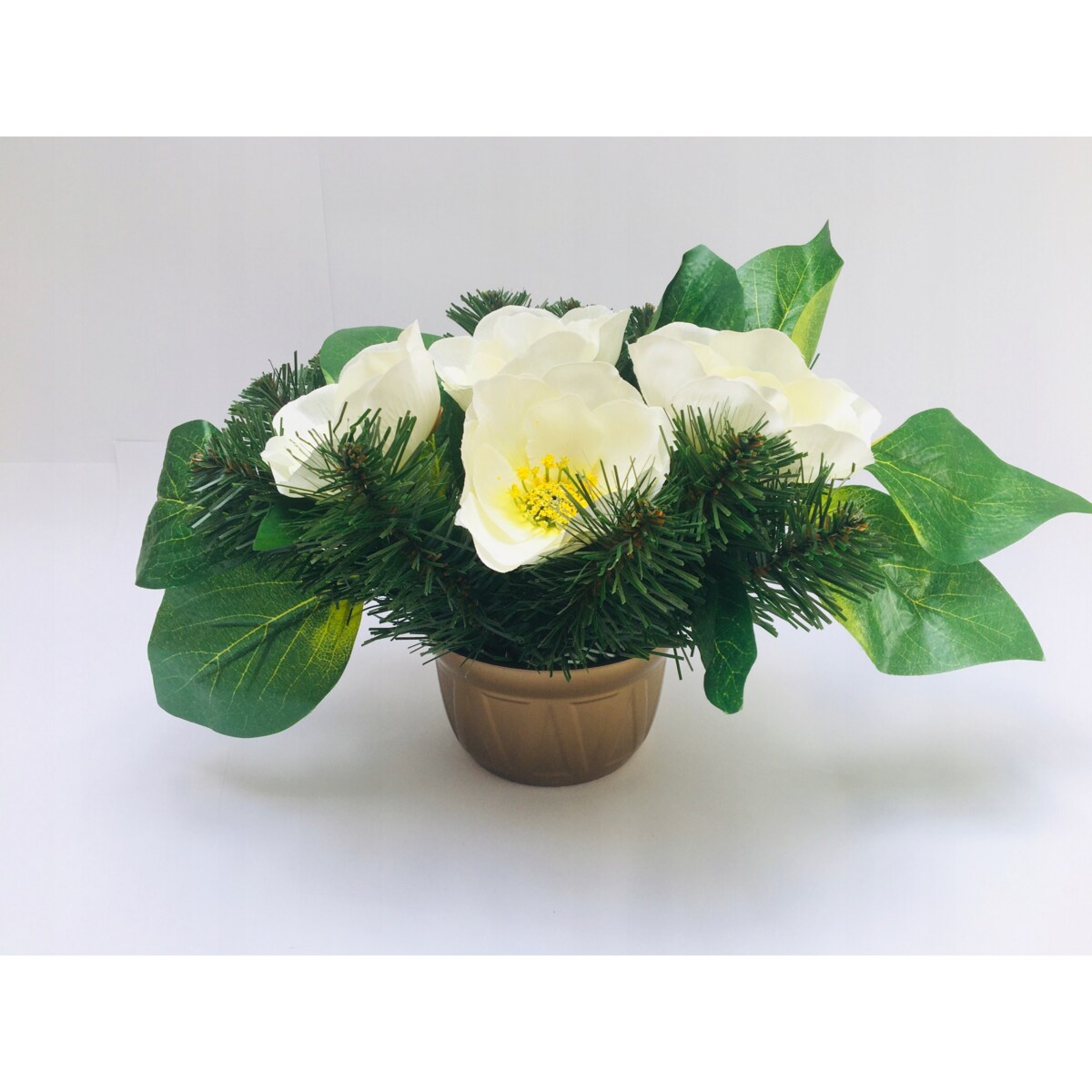 GOTOWY STROIK bukiet podkład w doniczce na cmentarz grób mamy babci kwiaty